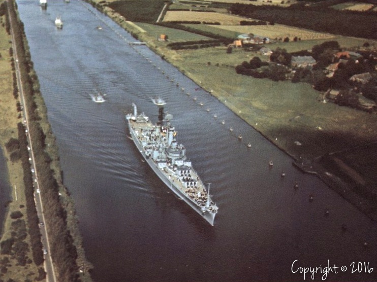 USS Newport News (CA-148) transiting Kiel Canal 1962